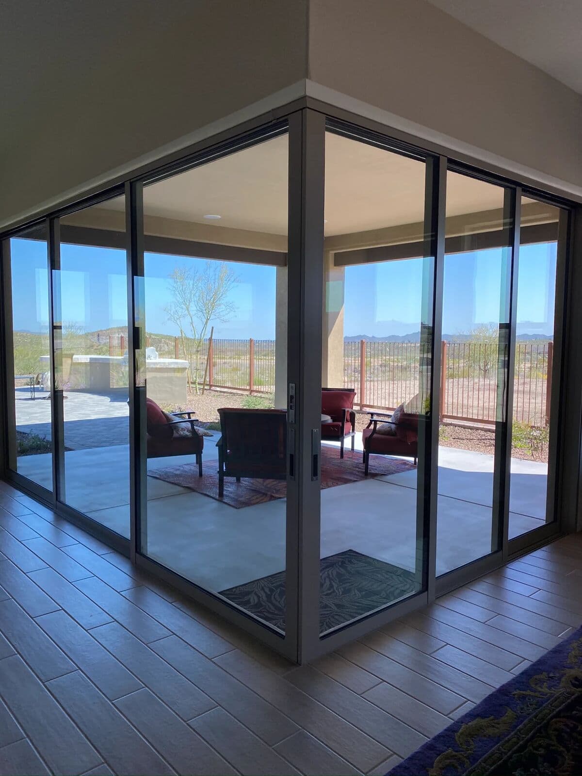 Clean sliding doors with beautiful view